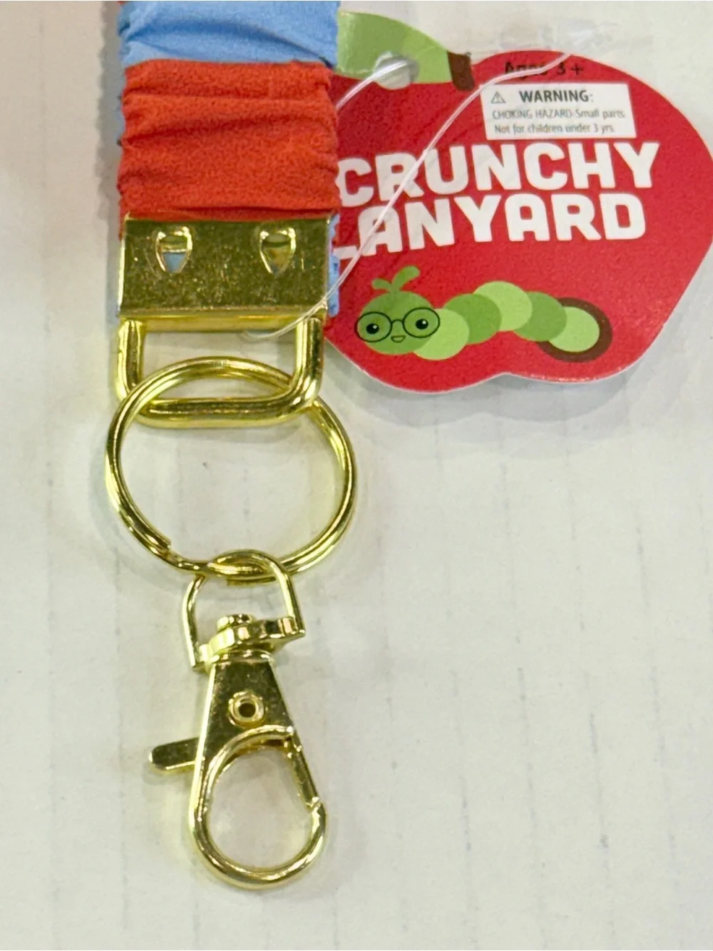 🆕 Crunchy Lanyard Red Blue Fabric Keychain ID Badge Holder Gold Clip 32”
